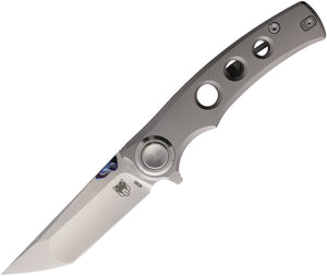 Cobratec Knives Maverick Button Lock Gray Titanium Folding Bohler M390 Pocket Knife MVKTNS