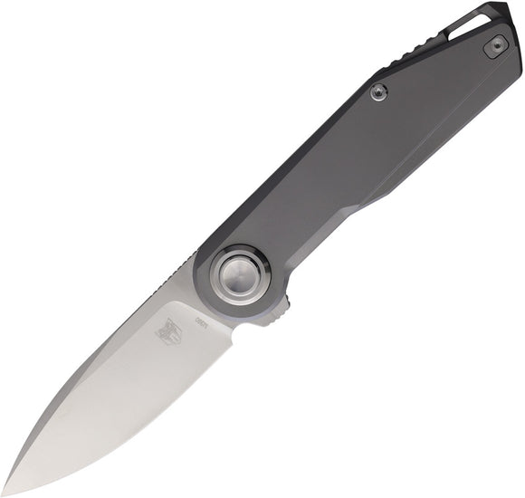 Cobratec Knives Prodigy Button Lock Gray Titanium Folding Bohler M390 Pocket Knife PGYDNSBL