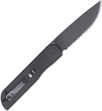 Cobratec Knives Prowler Button Lock Black G10 Folding Serrated D2 Steel Knife PLRBKBDS