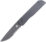 Cobratec Knives Prowler Button Lock Black G10 Folding Serrated D2 Steel Knife PLRBKBDS