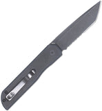 Cobratec Knives Prowler Button Lock Black G10 Folding Serrated D2 Steel Tanto Knife PLRBKBTS