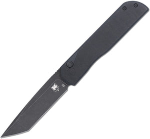 Cobratec Knives Prowler Button Lock Black G10 Folding D2 Steel Tanto Knife PLRBKBT