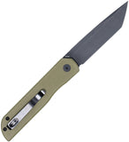 Cobratec Knives Prowler Button Lock OD Green G10 Folding D2 Steel Tanto Knife PLRODBT