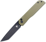 Cobratec Knives Prowler Button Lock OD Green G10 Folding D2 Steel Tanto Knife PLRODBT