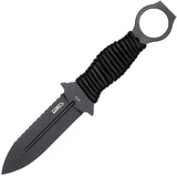 Cobratec Knives Ringed Claymore Black 14C28N Serrated Fixed Blade Knife RCLMDSSBK