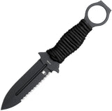 Cobratec Knives Ringed Claymore Black 14C28N Serrated Fixed Blade Knife RCLMDSSBK