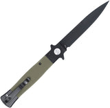 Cobratec Knives Stiletto Button Lock OD Green G10 Folding VG-10 Pocket Knife STBLODBK