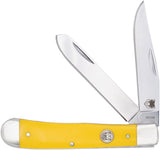 Cobratec Knives Trapper Yellow Delrin Folding VG-10 Stainless Pocket Knife TRPDYL
