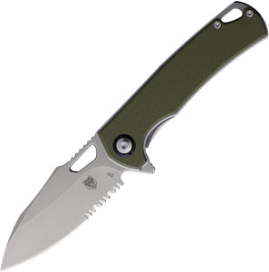 Cobratec Knives Wolverine Linerlock OD Green G10 Folding Serrated D2 Steel Pocket Knife WLVRNSOD