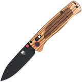 Cobratec Knives Crossbar Lock Zebra Wood Folding Black D2 Steel Drop Pt Pocket Knife ZWDBLDBK