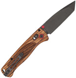 Cobratec Knives Crossbar Lock Zebra Wood Folding Black D2 Steel Tanto Pocket Knife ZWDBLTBK