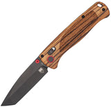 Cobratec Knives Crossbar Lock Zebra Wood Folding Black D2 Steel Tanto Pocket Knife ZWDBLTBK