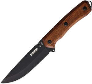 CIMO Borba Smooth Brown Wood Black Stainless Drop Point Pocket Knife 40415MAD