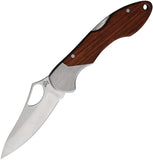 CIMO Gecko 7 Backlock Brown Wood Folding Stainless Clip Point Pocket Knife GE7MAD