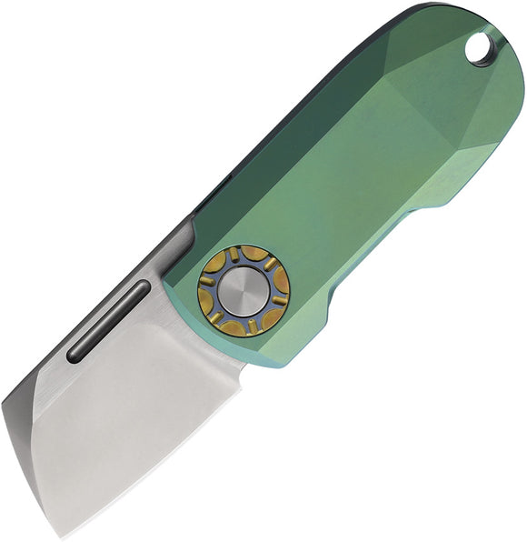CH Knives Mini Framelock Green Titanium Folding Bohler M390 Pocket Knife 1003B