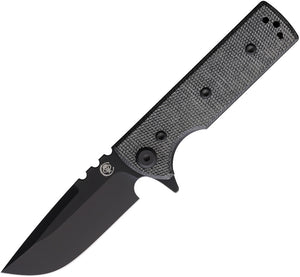 Chaves Knives T.A.K. Blue Label Linerlock Blackout Micarta Folding Elmax Drop Pt Knife 14240