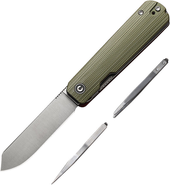 Civivi Sendy Linerlock Green G10 Folding Nitro-V Spey Pt Pocket Knife 21004B1