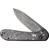 Civivi Elementum Button Lock Carbon Fiber Folding Damascus Pocket Knife 2103DS3