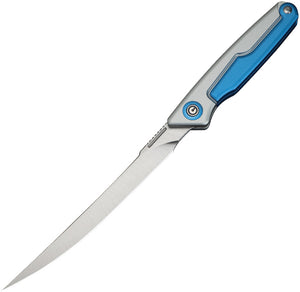 Civivi Shawka Fillet Linerlock Blue & Silver Aluminum Folding 14C28N Knife 22029B2