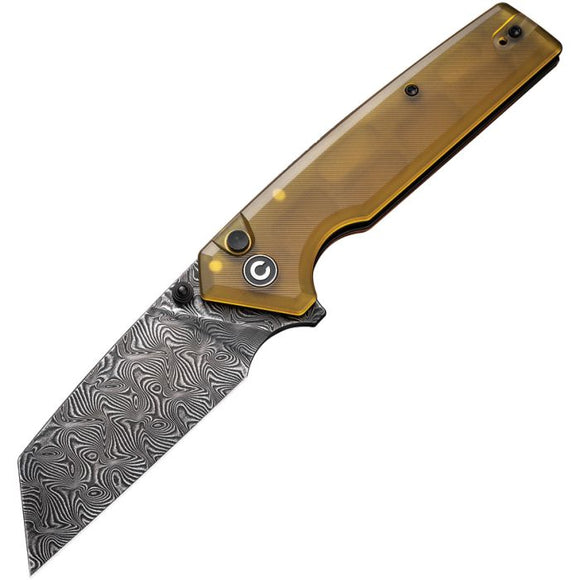 Civivi Amirite Button Lock Ultem Folding Damascus Reverse Tanto Pocket Knife 23028DS1