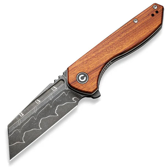 Civivi ExOne Linerlock Guibourtia Wood Folding Damascus Pocket Knife 23036DS1