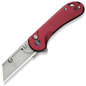 Civivi Elementum Utility Button Lock Burgundy Aluminum Folding 6Cr13 Pocket Knife 23039B5