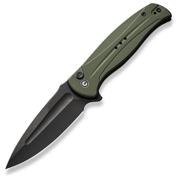 Civivi Incindie Button Lock Green G10 Folding 14C28N Spear Pt Pocket Knife 230532