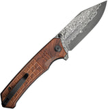 Civivi Tacticorix Linerlock Guibourtia Wood Folding Damascus Clip Pt Knife 23055DS1