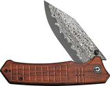 Civivi Tacticorix Linerlock Guibourtia Wood Folding Damascus Clip Pt Knife 23055DS1