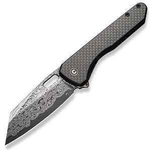 Civivi Nugz Linerlock Carbon Fiber Folding Damascus Reverse Tanto Pocket Knife 23060DS1