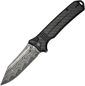 Civivi Neurohaptic Button Lock Carbon Fiber Folding Damascus Pocket Knife 23080DS1