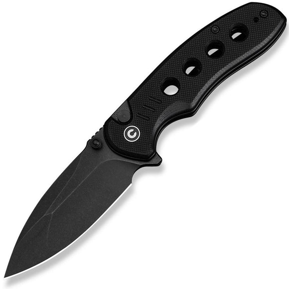 Civivi Triptych Button Lock Black G10 Folding 14C28N Pocket Knife 23085B1