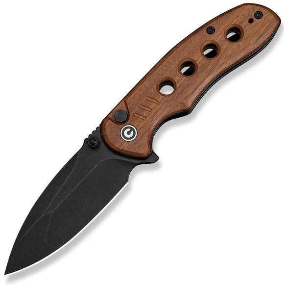 Civivi Triptych Button Lock Guibourtia Wood Folding 14C28N Pocket Knife 23085B3