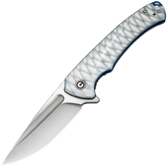 Civivi Voidflare Linerlock Greyish White Resin Folding 14C28N Drop Pt Pocket Knife 240402