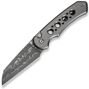 Civivi Pragma Prime Button Lock Gray Aluminum Folding Damascus Pocket Knife 24067DS1