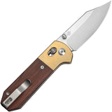 Civivi Yonder Crossbar Lock Guibourtia Wood & Brass Folding 14C28N Pocket Knife 250261