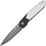Civivi Brr15 Light Linerlock White & Black G10 Folding Damascus Pocket Knife 25063DS1