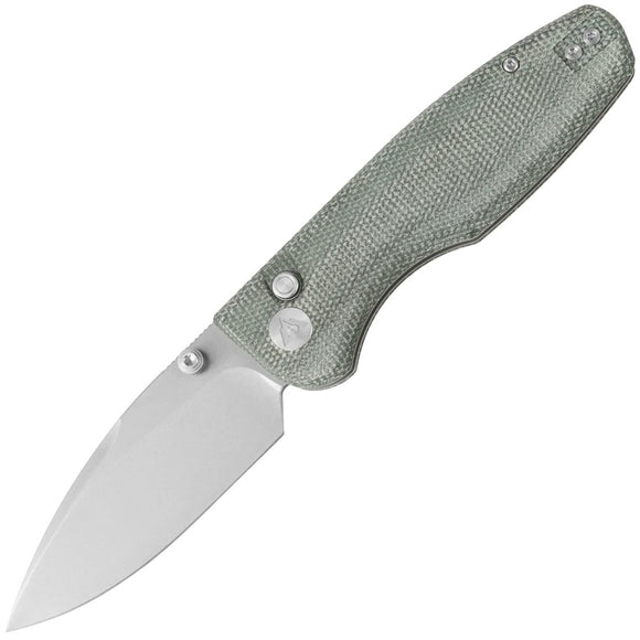 CMB Made Knives Predator V3 Button Lock Green Micarta Folding 14C28N Pocket Knife 19A