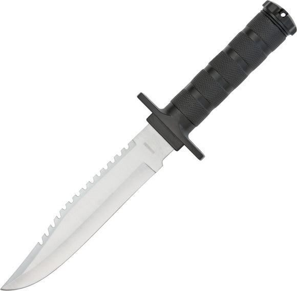 Rite Edge Survival Black Aluminum Sawback Stainless Fixed Blade Knife 210681BK