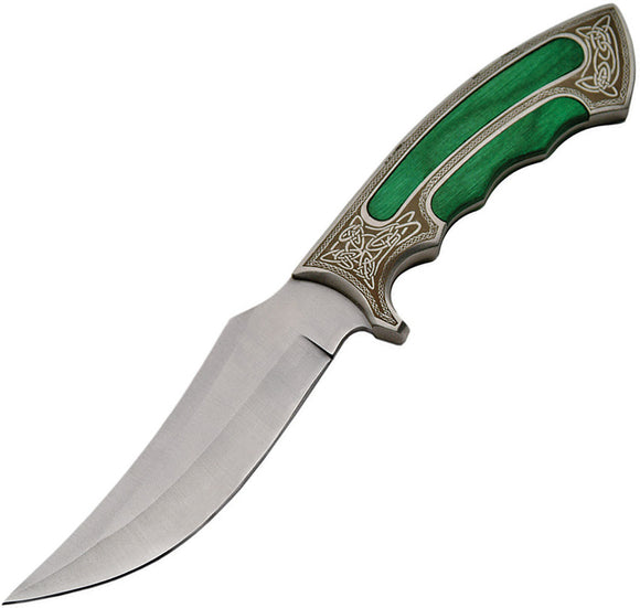 Rite Edge Silver & Green Fancy Stainless Steel Fixed Blade Bowie 211396GN