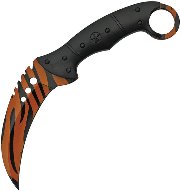 Rite Edge Tiger Print Black ABS Stainless Steel Fixed Blade Karambit 211462