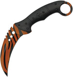 Rite Edge Tiger Print Black ABS Stainless Steel Fixed Blade Karambit 211462