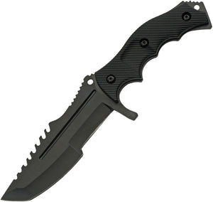 Rite Edge Hunter Black ABS Sawback Stainless Steel Fixed Blade Knife 211548BK