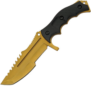 Rite Edge Hunter Black ABS Stainless Gold Coated Fixed Blade Knife 211548GD