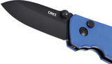 CRKT Squid Button Lock Blue Burlap Micarta Folding D2 Steel Pocket Knife 2474BD