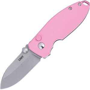 CRKT Squid Button Lock Rose Quartz Pink G10 Folding 14C28N Steel Pocket Knife 2474P