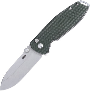 CRKT Squid XM Button Lock Green Micarta Folding D2 Steel Pocket Knife 2495GR