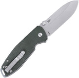 CRKT Squid XM Button Lock Green Micarta Folding D2 Steel Pocket Knife 2495GR