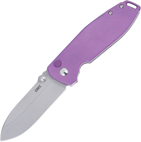 CRKT Squid XM Button Lock Purple G10 Folding 14C28N Steel Pocket Knife 2495P