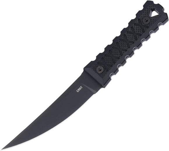 CRKT HZ4 Black Textured G10 SK-5 Trailing Pt Fixed Blade Knife w/ Sheath 2924